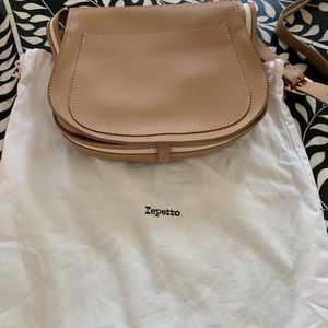 Brand new sand colored Repetto cross body bag